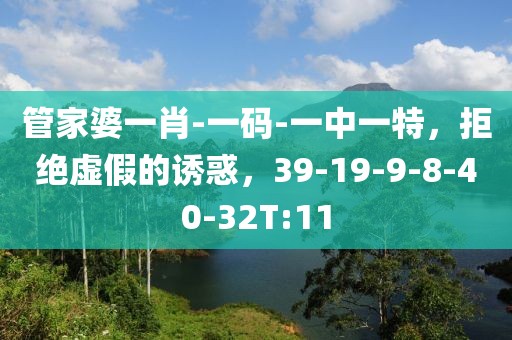 管家婆一肖-一码-一中一特，拒绝虚假的诱惑，39-19-9-8-40-32T:11